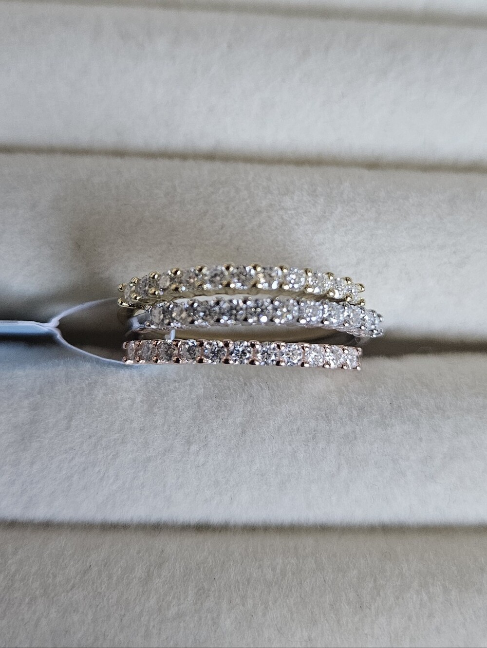 925 Sterling Silver Moissanite Anniversary Band Set In Silver, Gold & Rose Gold